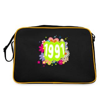 Année 1991 anniversaire Groovy floral - Sac Retro - noir/or - Dos