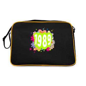 Year 1989 anniversary Groovy floral - Retro Bag - black/gold - Back