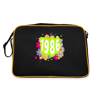 Année 1986 anniversaire Groovy floral - Sac Retro - noir/or - Dos