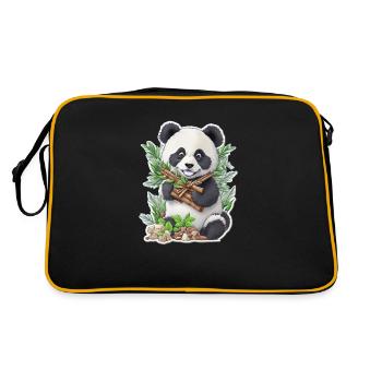 Panda bear eats bamboo - Retro Bag - black/gold - Back