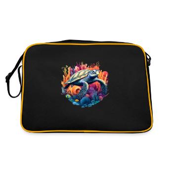 Vibrant Sea Turtle - Retro Bag - black/gold - Back