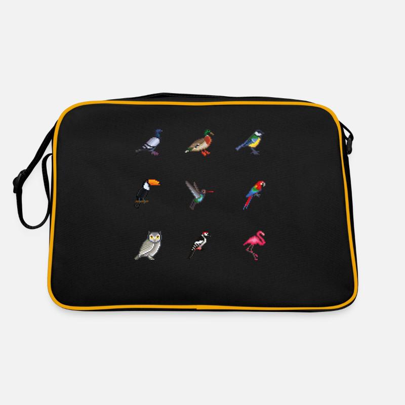 Vögel - Retro Tasche - Schwarz/Gold