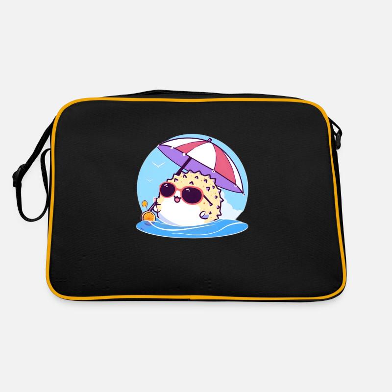Kugelfisch-Paradies - Retro Tasche - Schwarz/Gold