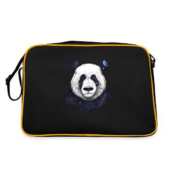 Weltraum-Panda - Retro Tasche - Schwarz/Gold - Hinten