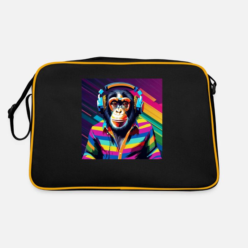 Chimpanzé singe avec écouteurs Sac Retro