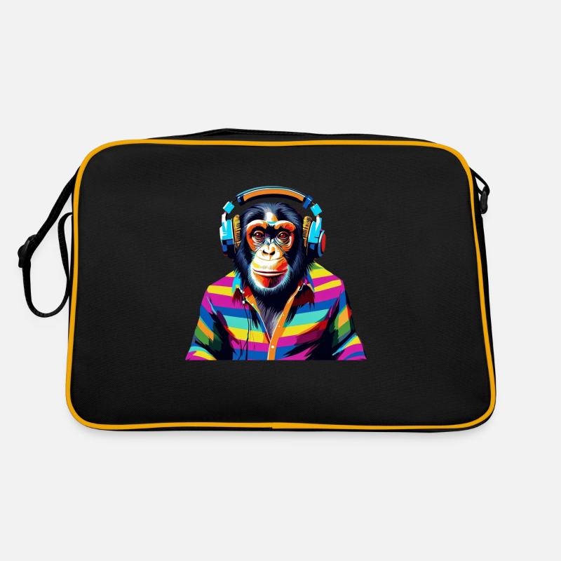 DJ Schimpansen bunt Retro Tasche
