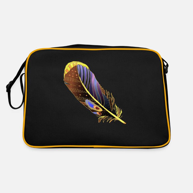 Feder - Retro Tasche - Schwarz/Gold