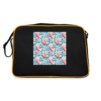 Koi Fish Seamless Pattern Japanese Asian Chinese - Retro Bag - black/gold - Back