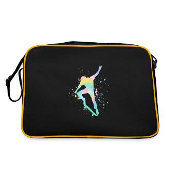 Skateboarding Skateboard Skater Farbklex Brush - Retro Tasche - Schwarz/Gold - Hinten