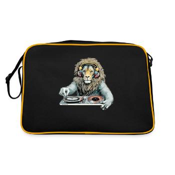Diko der Löwe Deejay - Retro Tasche - Schwarz/Gold - Hinten
