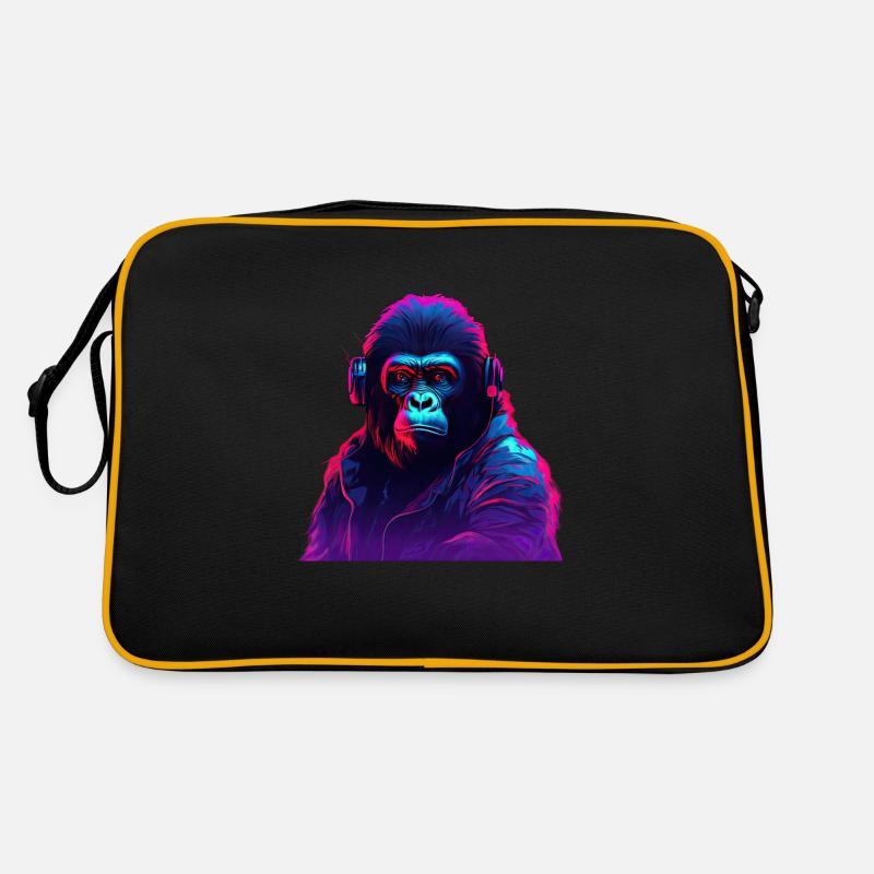 Synthwave-Neon-Beats eines Gorillas Retro Tasche