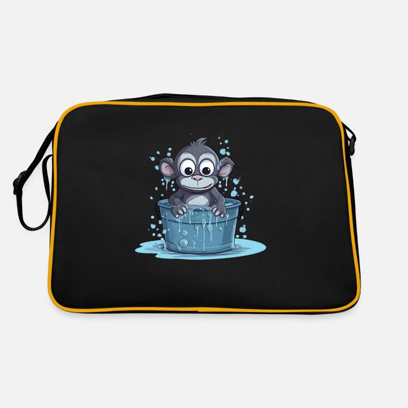 Ein Affe, der in einer Wasserwanne sitzt Retro Tasche