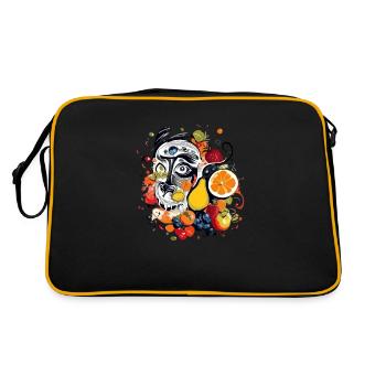 Koji, der Affe in der Frucht - Retro Tasche - Schwarz/Gold - Hinten