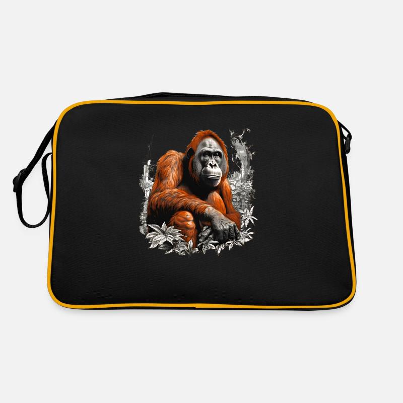 Orangutans live in Borneo and Sumatra - Retro Bag - black/gold