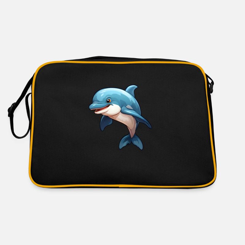 Small, cute dolphin in comic style Retro Bag