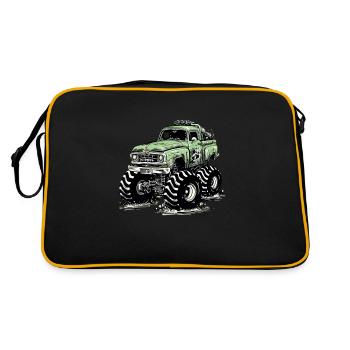 Monstertruck Greencam - Retro Tasche - Schwarz/Gold - Hinten