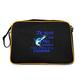 Je suis un mec simple, j'aime la pêche la cuisine - Sac Retro - noir/or - Dos