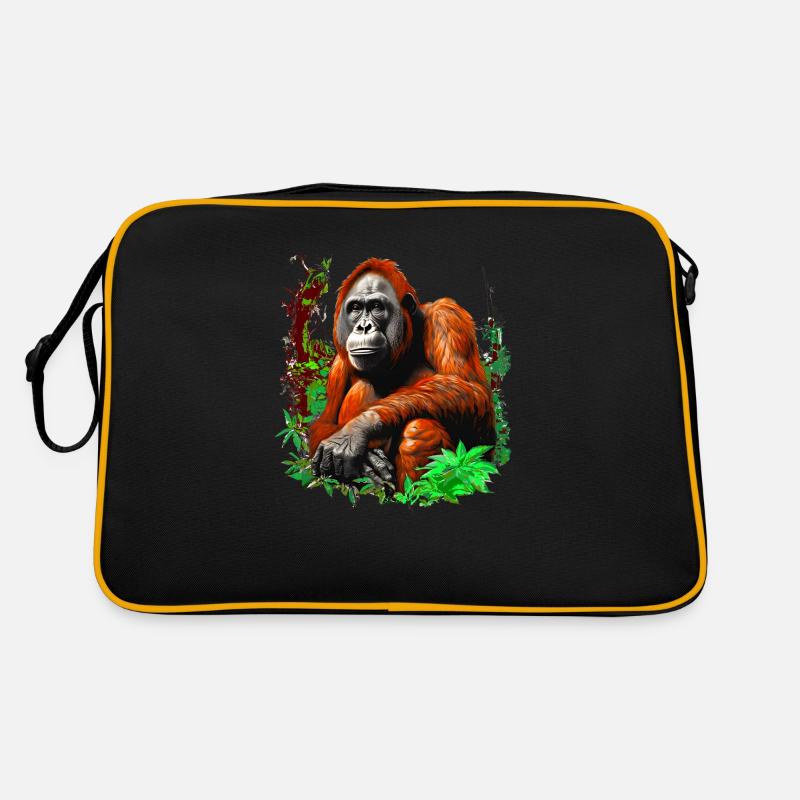 Orangutans can be happy or angry - Retro Bag - black/gold