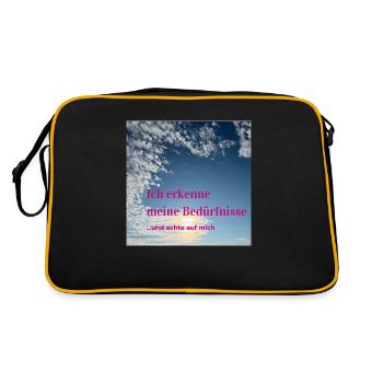Ich erkenne meine Bedürfnisse - Retro Tasche - Schwarz/Gold - Hinten
