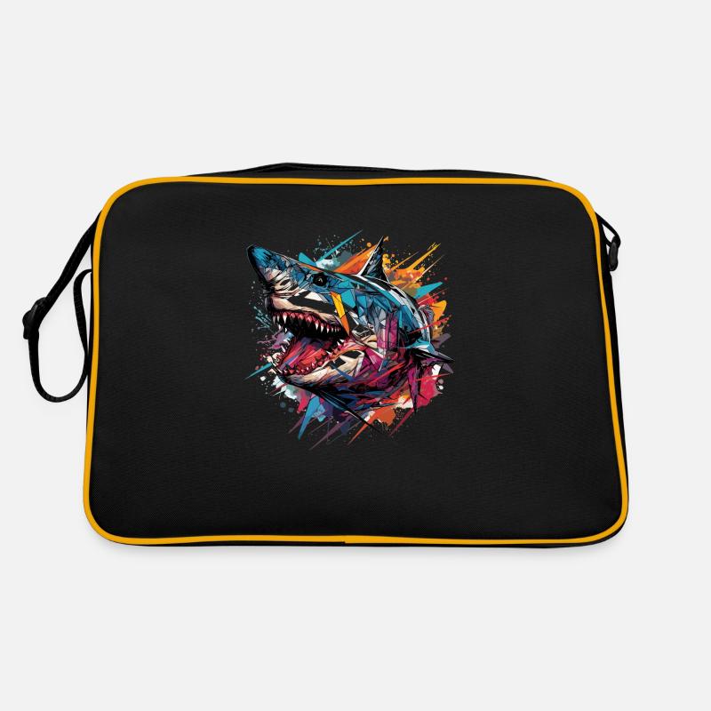 Shark abstract - Retro Bag - black/gold