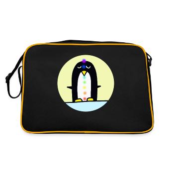 spiritueller Pinguin - Retro Tasche - Schwarz/Gold - Hinten