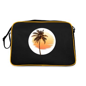 Palmier tropical avec coucher de soleil d’été - Sac Retro - noir/or - Dos