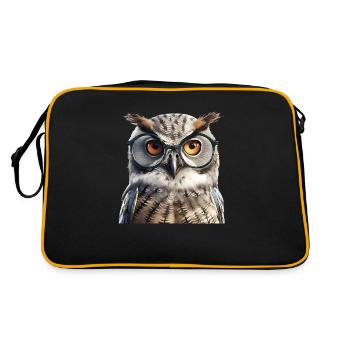 Die Eule mit Brille als Symbol der Weisheit - Retro Tasche - Schwarz/Gold - Hinten
