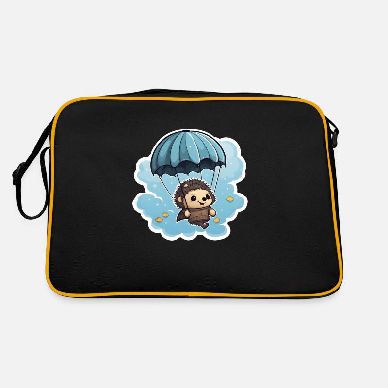Hérisson avec parachute - Sac Retro - noir/or