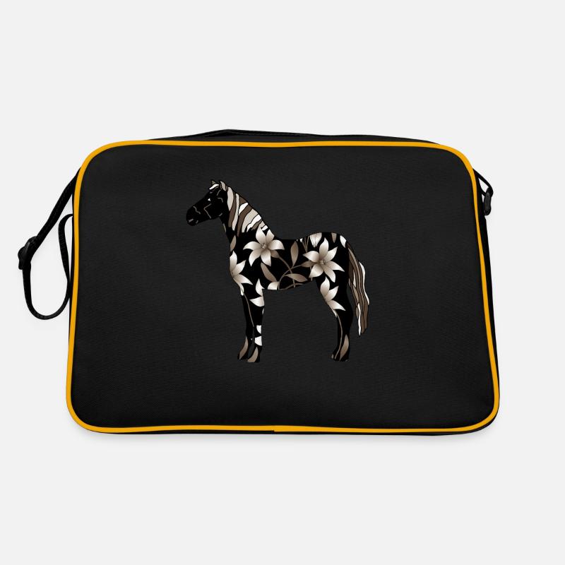 Pferd - Retro Tasche - Schwarz/Gold