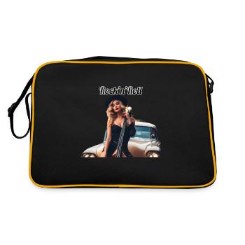 Pinup - Retro Tasche - Schwarz/Gold - Hinten