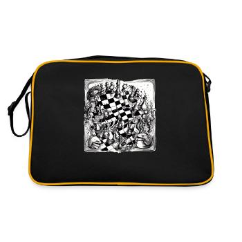 Schachabstraktion Nr. 2 - Retro Tasche - Schwarz/Gold - Hinten