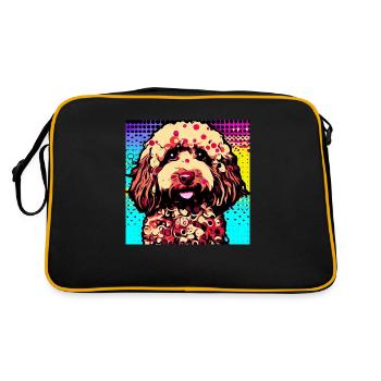 Pudel Kreuz Pop Art - Retro Tasche - Schwarz/Gold - Hinten