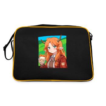 Croquis d’anime d’une fille écossaise - Sac Retro - noir/or - Dos