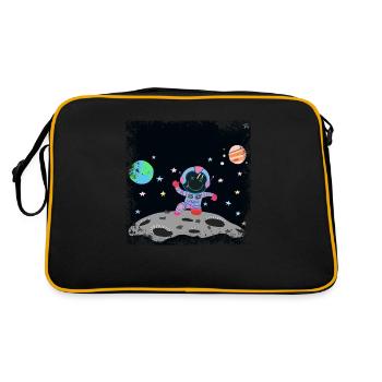 astronaute bleu rose grunge - Sac Retro - noir/or - Dos
