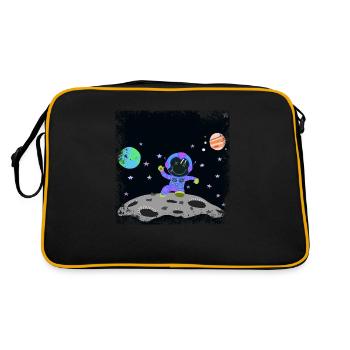 astronaute bleu violet grunge - Sac Retro - noir/or - Dos