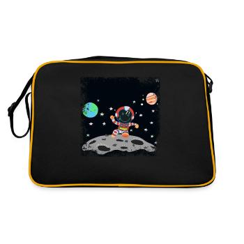 Astronaut red white grunge - Retro Bag - black/gold - Back
