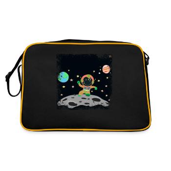 astronaute orange vert grunge - Sac Retro - noir/or - Dos