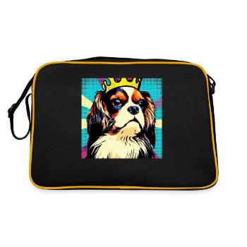 Cavalier King Charles Spaniel Pop Art - Retro Tasche - Schwarz/Gold - Hinten