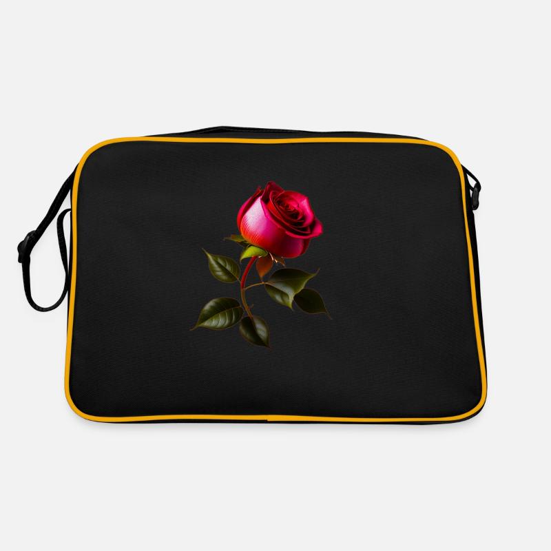 Rote Rose - Retro Tasche - Schwarz/Gold