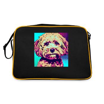 Pudel Kreuz Pop Art - Retro Tasche - Schwarz/Gold - Hinten