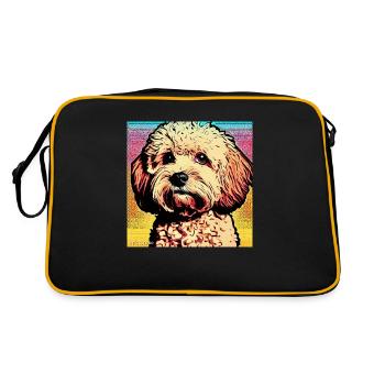 Pudel Kreuz Pop Art - Retro Tasche - Schwarz/Gold - Hinten