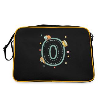 Brief oder Fahrzeug - personalisiertes Kindergeschenk - Retro Tasche - Schwarz/Gold - Hinten