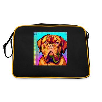 Bordeauxdogge Pop Art - Retro Tasche - Schwarz/Gold - Hinten