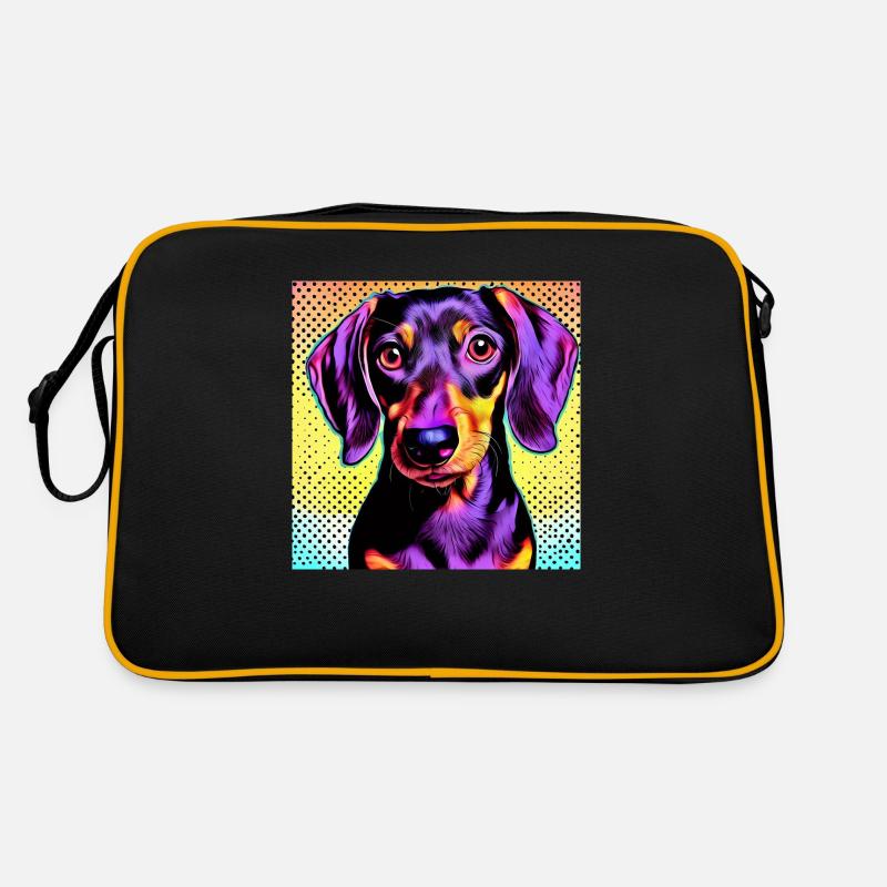 Dackel Pop Art - Retro Tasche - Schwarz/Gold