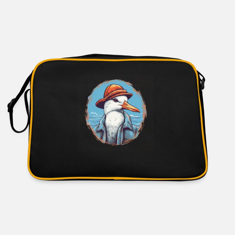 Möwe - Retro Tasche - Schwarz/Gold
