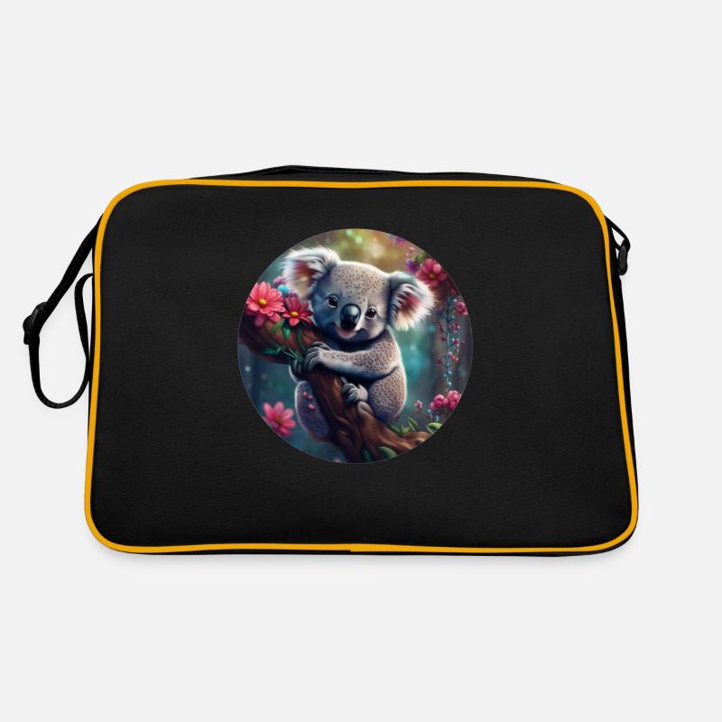 Koala ours mignon dans un arbre avec des fleurs Sac Retro
