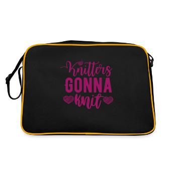 Knitters going to knit, knitting, crocheting, needlework - Retro Bag - black/gold - Back