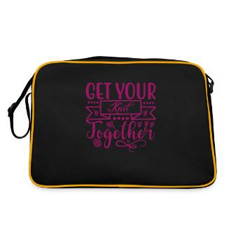 Get your knit together, knitting, crocheting, needlework - Retro Bag - black/gold - Back