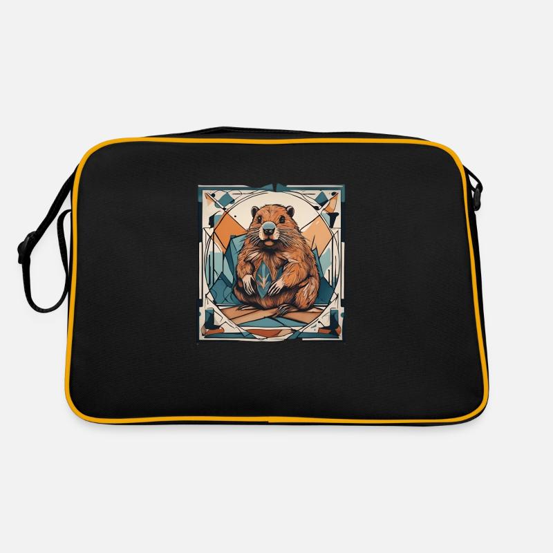 Biber - Retro Tasche - Schwarz/Gold