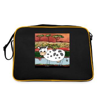 Kuh - Retro Tasche - Schwarz/Gold - Hinten